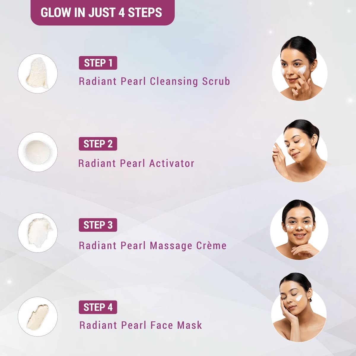 Lotus Herbals Radiant Pearl Cellular Glow Facial Kit, Masks & Exfoliators - Image 3