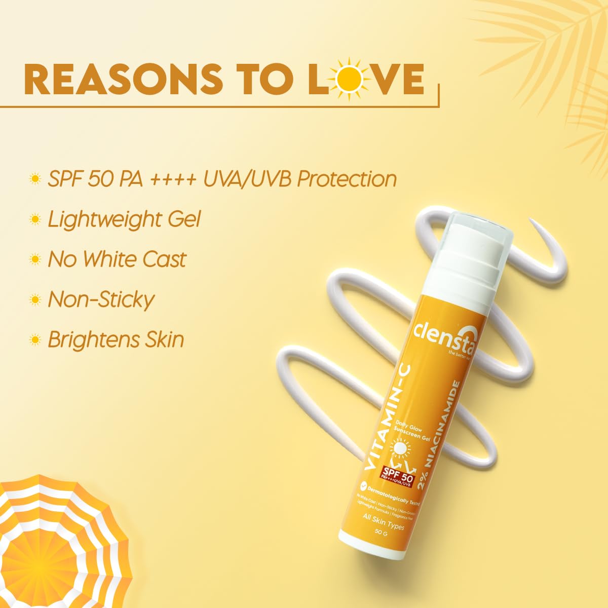 Clensta Vitamin C Daily Glow Sunscreen Gel SPF 50+++, 50 ml - Image 4