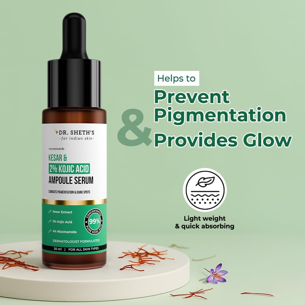 Dr. Sheth's Kesar & Kojic Acid Face Serum - Pigmentation Treatment, 30ml - Image 4