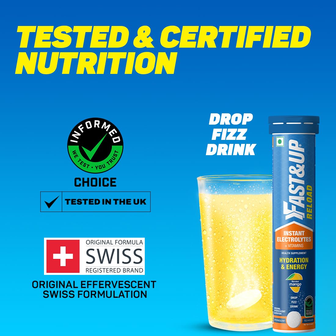 Fast & Up Reload Mango - Electrolyte Hydration Drink, 500g - Image 5