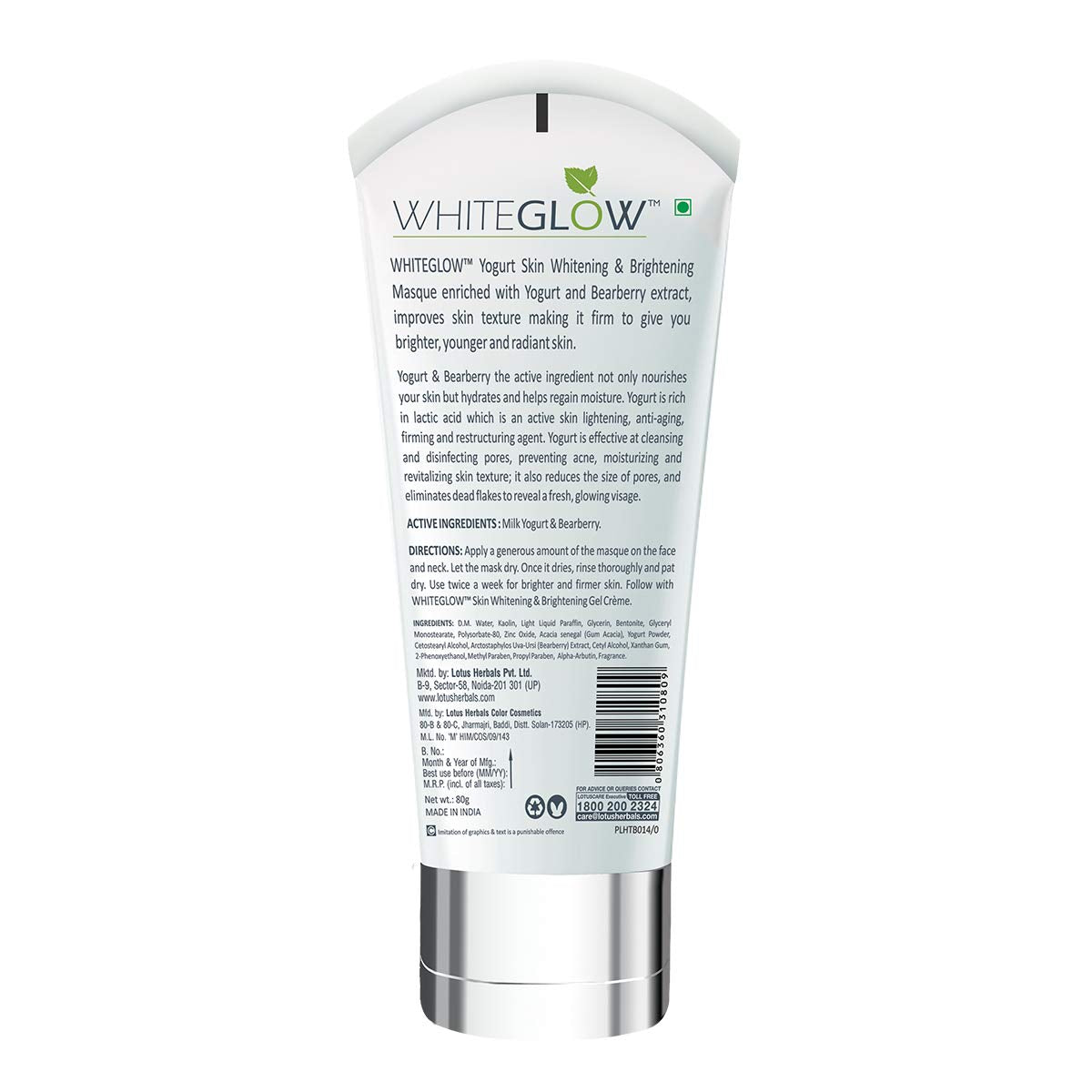 Lotus Herbal Whiteglow Yogurt Skin Whitening & Brightening Masque, 80gm - Image 3