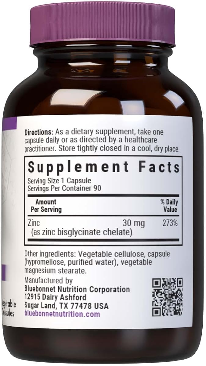 BlueBonnet Chelated Zinc - 30mg, Non-GMO, Vegan - 90 Capsules - Image 2
