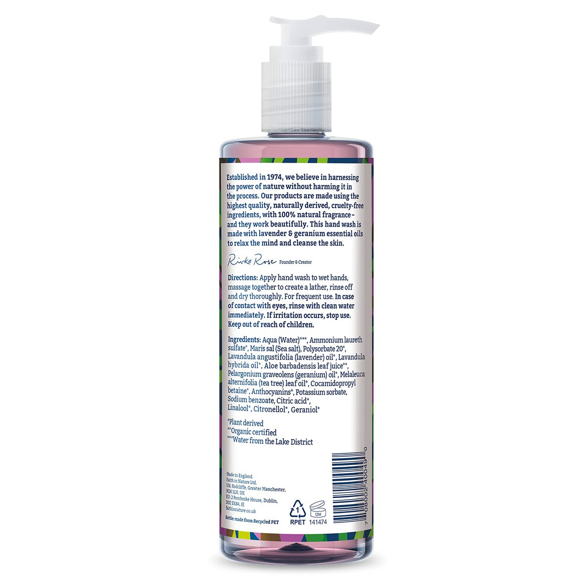 Faithinnature Lavender & Geranium Hand Wash, 400ml - Image 3