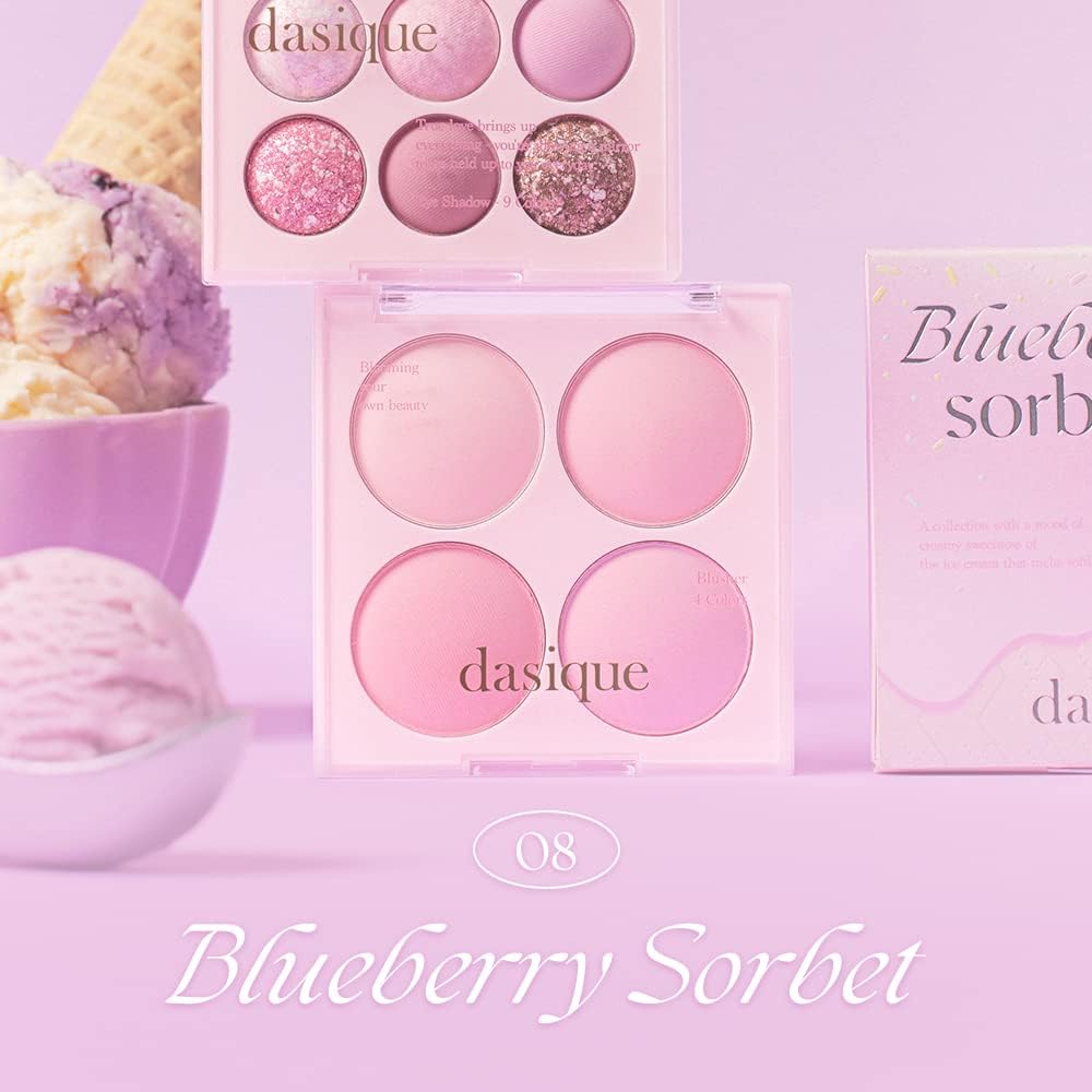 Dasique Blending Mood Cheek Palette - Blueberry Sorbet, Vegan, 4 Shades - Image 2