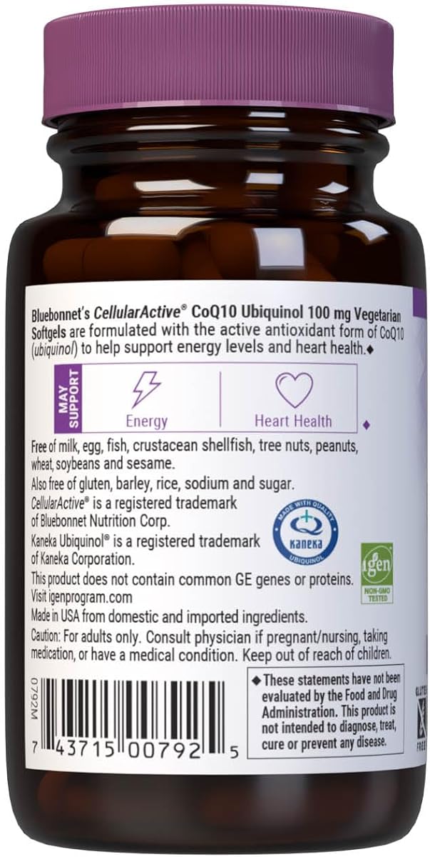 BlueBonnet Ubiquinol - Active CoQ10, 100mg, 30 Vegetarian Softgels - Image 3