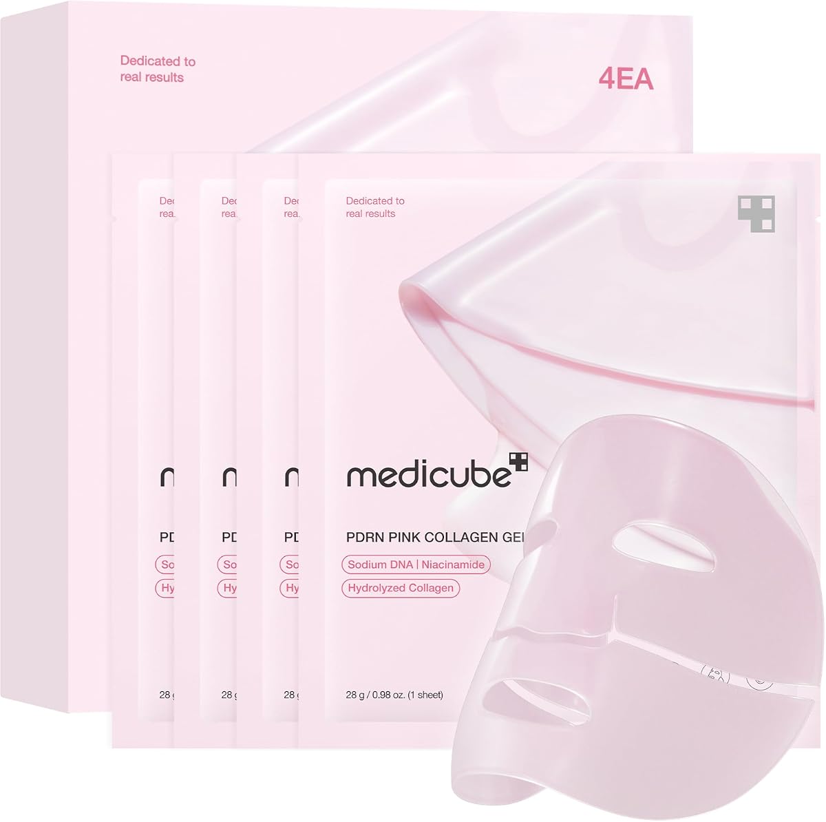 Medicube Salmon DNA PDRN Pink Collagen Gel Mask - Overnight Face Mask, 28g, 4 Pack