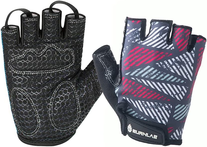 Burnlab Flex Gym Gloves - Spandex, Gel Padding, Small, White & Pink