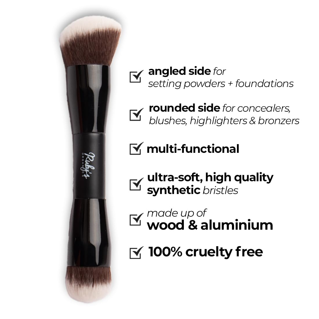 Ruby's Organics Dual Ended Blush-Foundation Brush - Colour Cosmetics - Image 5
