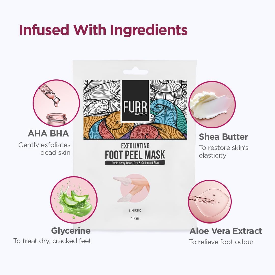 Pee Safe Furr Exfloating Foot Peel Mask - Foot Exfoliator Mask - Image 3