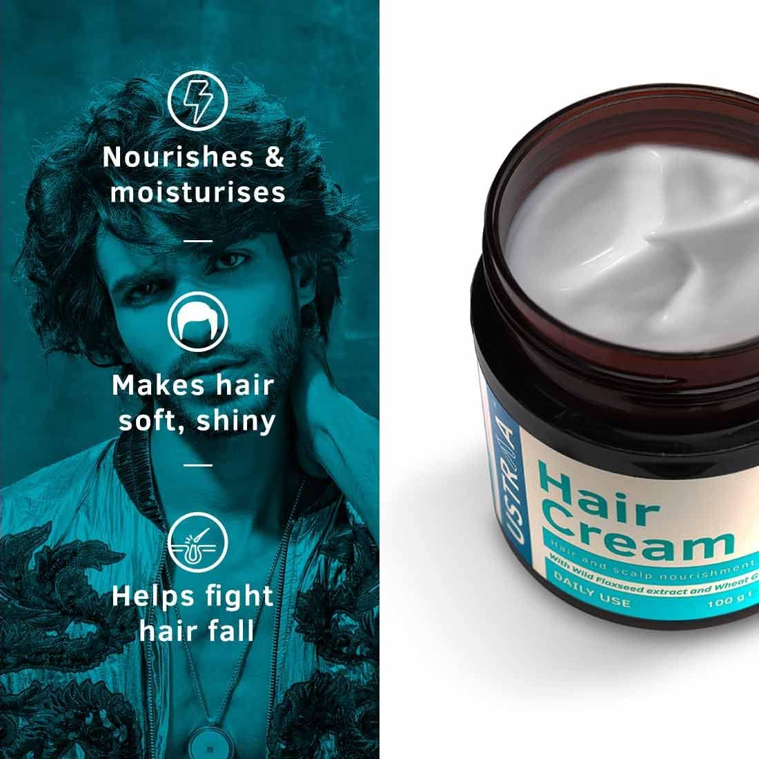 Ustraa Hair Cream with Wild Flaxseed & Wheat Germ Oil - 100g - Image 4