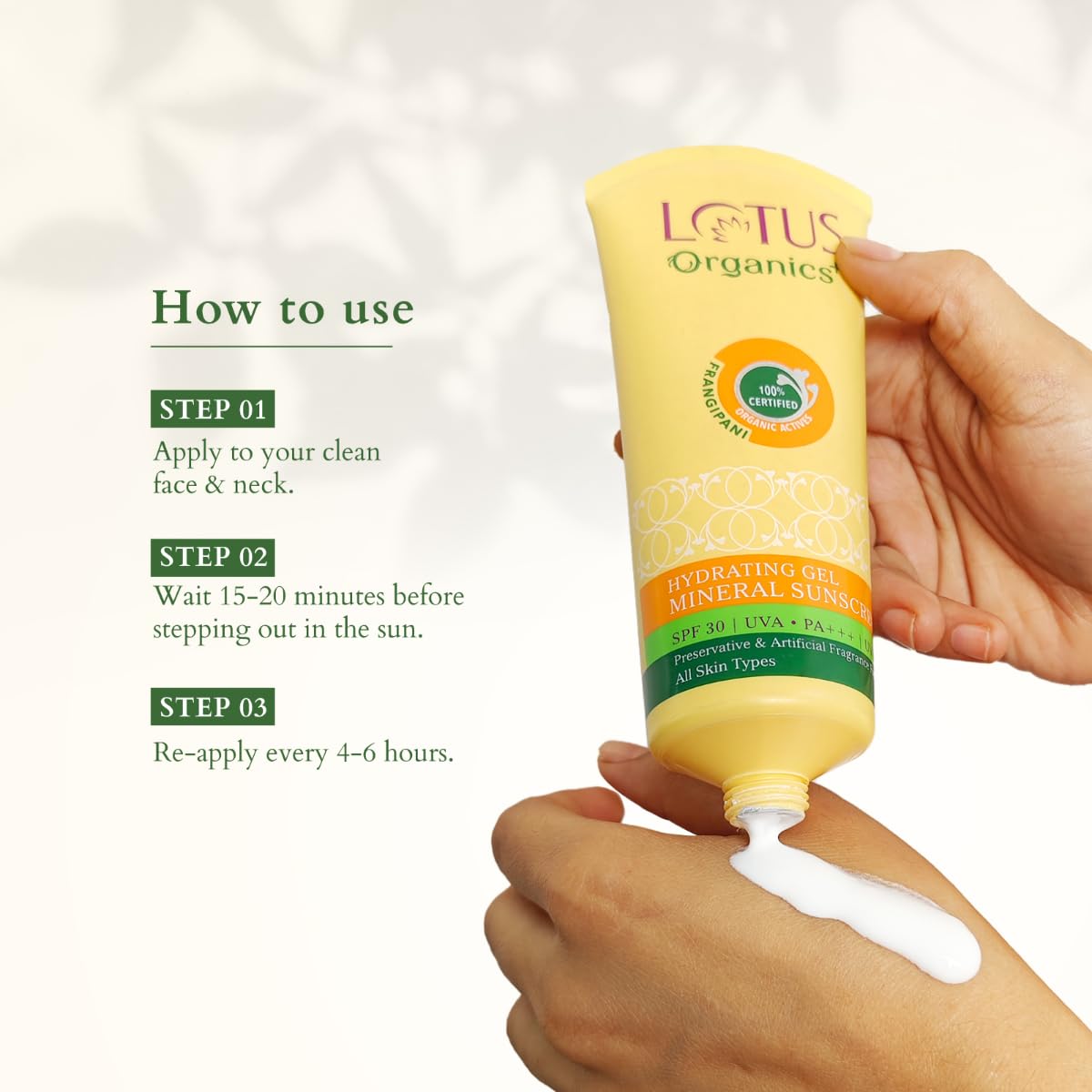 Lotus Organics Hydrating Gel Mineral Sunscreen SPF-30 PA - 100g - Image 6