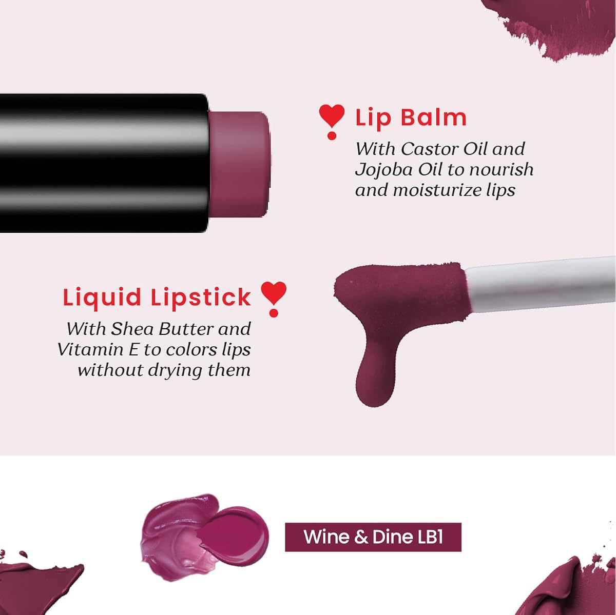 Color Cupid Lip Balm + Liquid Lipstick Duo - Winedine LB1 - Image 3
