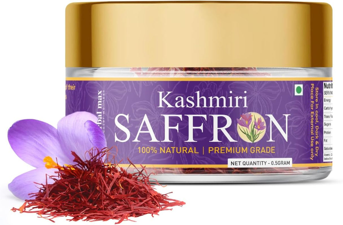 Herbal Max Original Kashmiri Mongra Saffron/Kesar 0.5 Gram