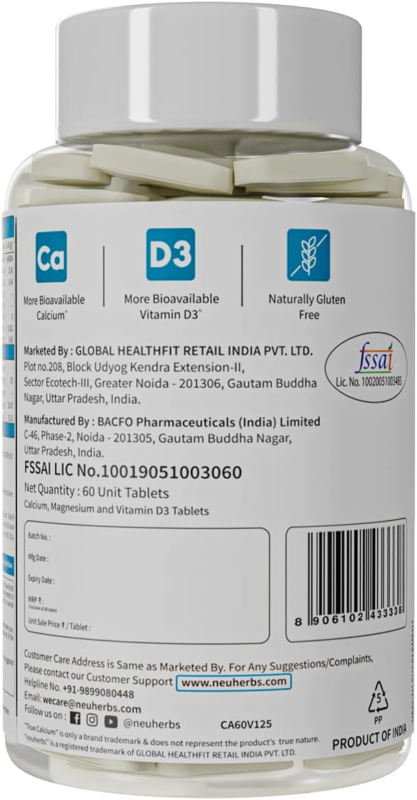 Neuherbs True Calcium 1000mg Supplement - Vegan Tablets, 60 Count - Image 8