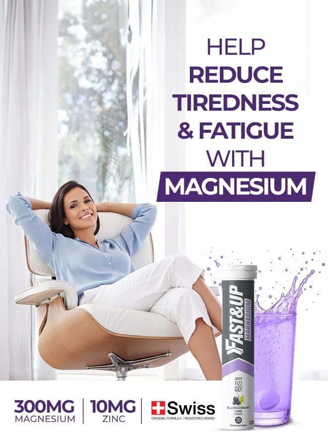 Fast & Up Magnesium and Zinc Effervescent Tablets - Blackcurrant Lime, 20 Tablets - Image 2