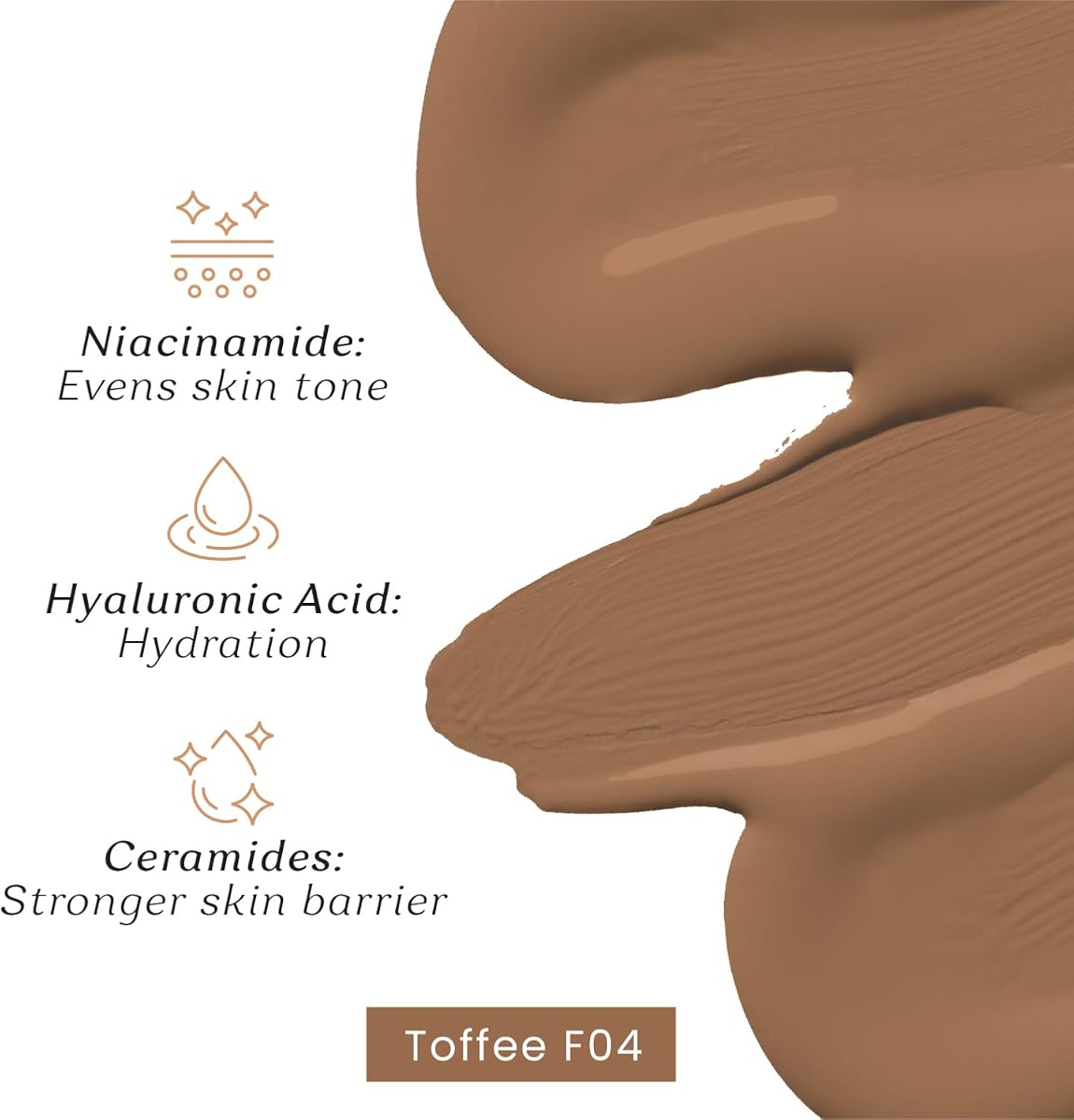 Color Cupid Foundation with Hyaluronic Acid - Toffee F04, 30ml - Image 5