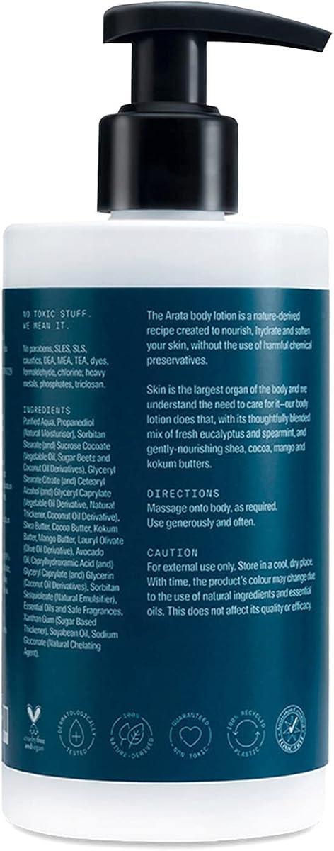 Arata Natural Moisturising Body Lotion with Shea & Cocoa Butters, 300ml - Image 2