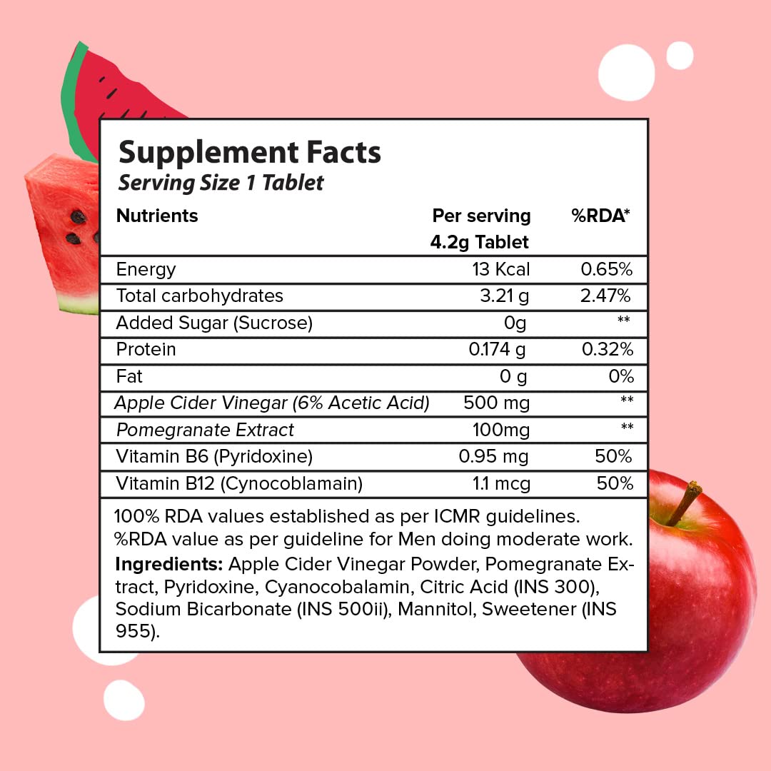 Plix Apple Cider Vinegar Watermelon Effervescent Tablets, 15 Count - 4 Pack - Image 4