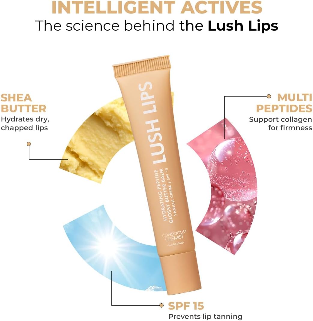 Conscious Chemist Peptide Lip Balm with SPF 15 - Vanilla Creme, 15g - Image 3