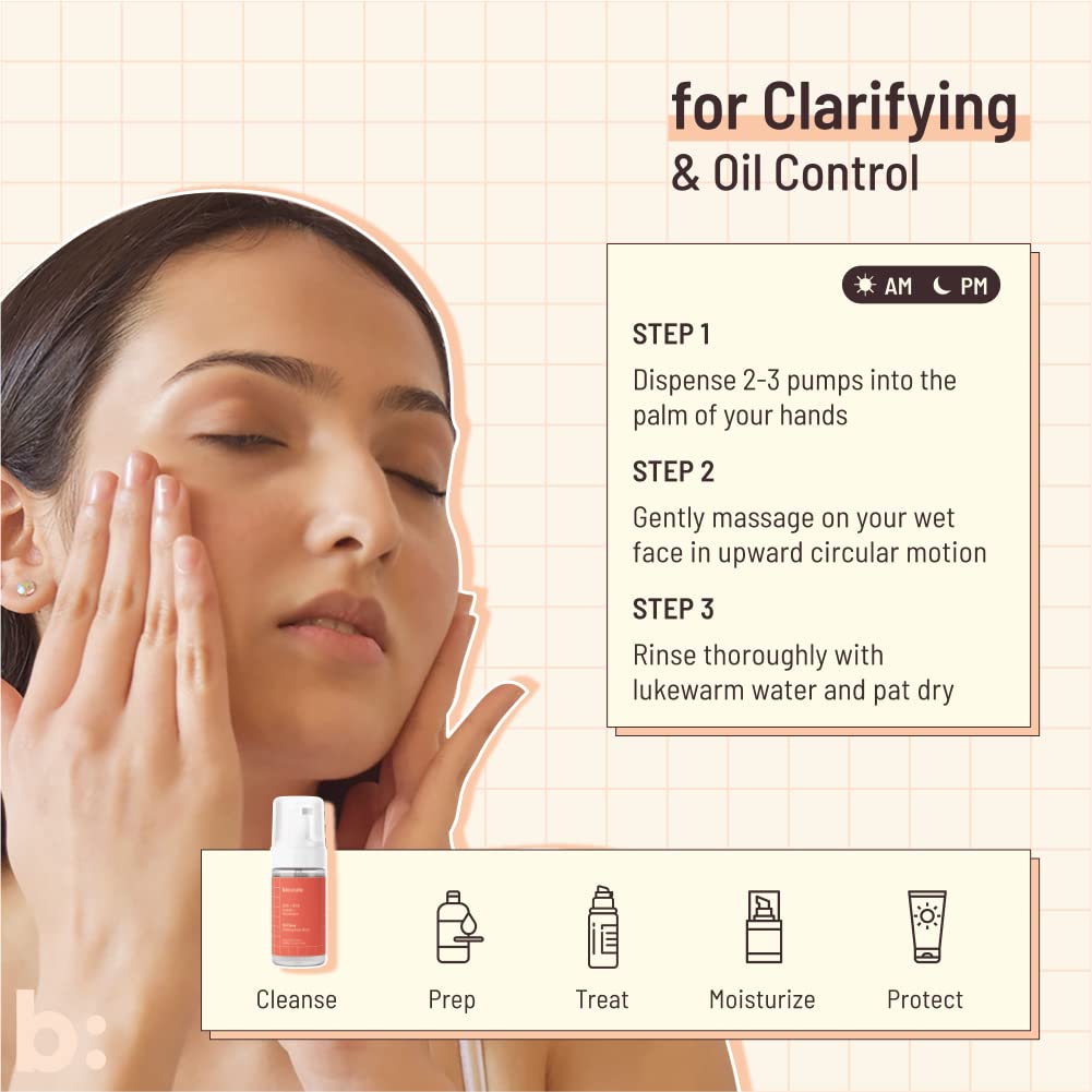 Biocule Oil Clear Foaming Face Wash with BHA + AHA, 100ml - Image 6