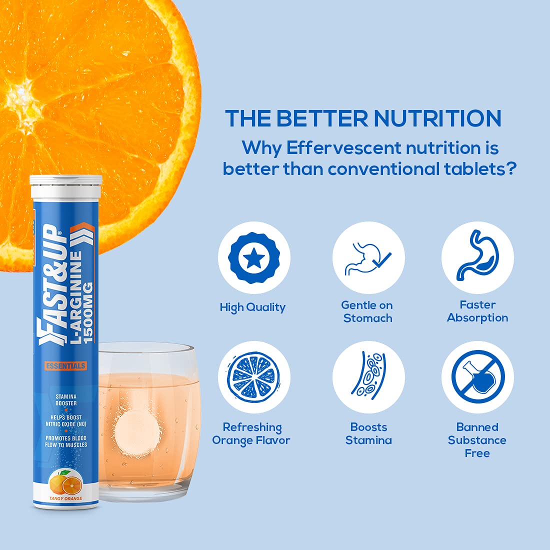 Fast & Up L-Arginine Supplement - Boosts Stamina & Nitric Oxide - Orange Flavour - Image 6