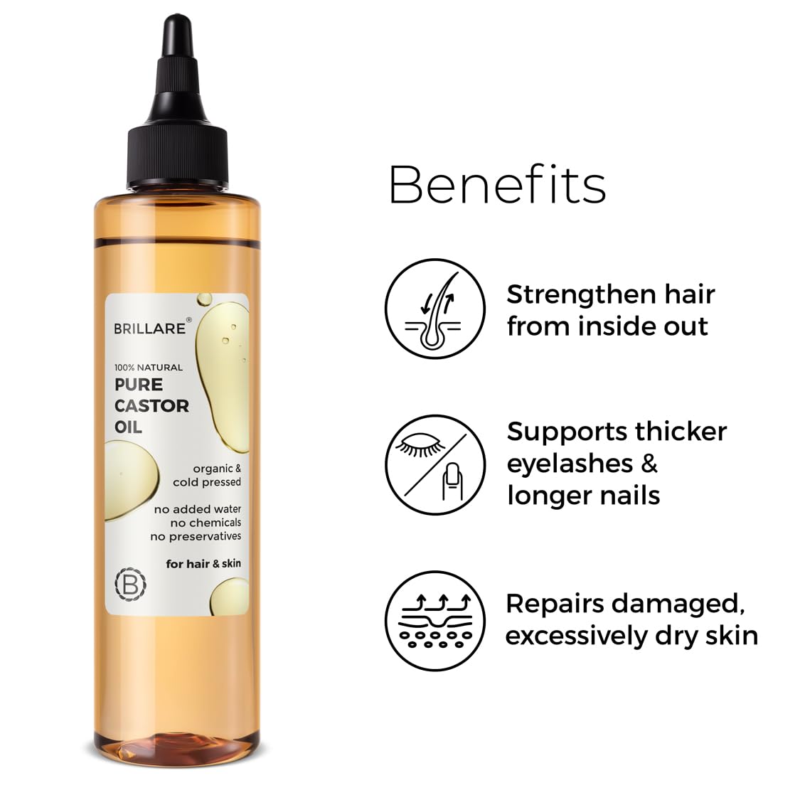 Brillaire Pure Castor Oil Hair Treatment, 200ml - Image 3