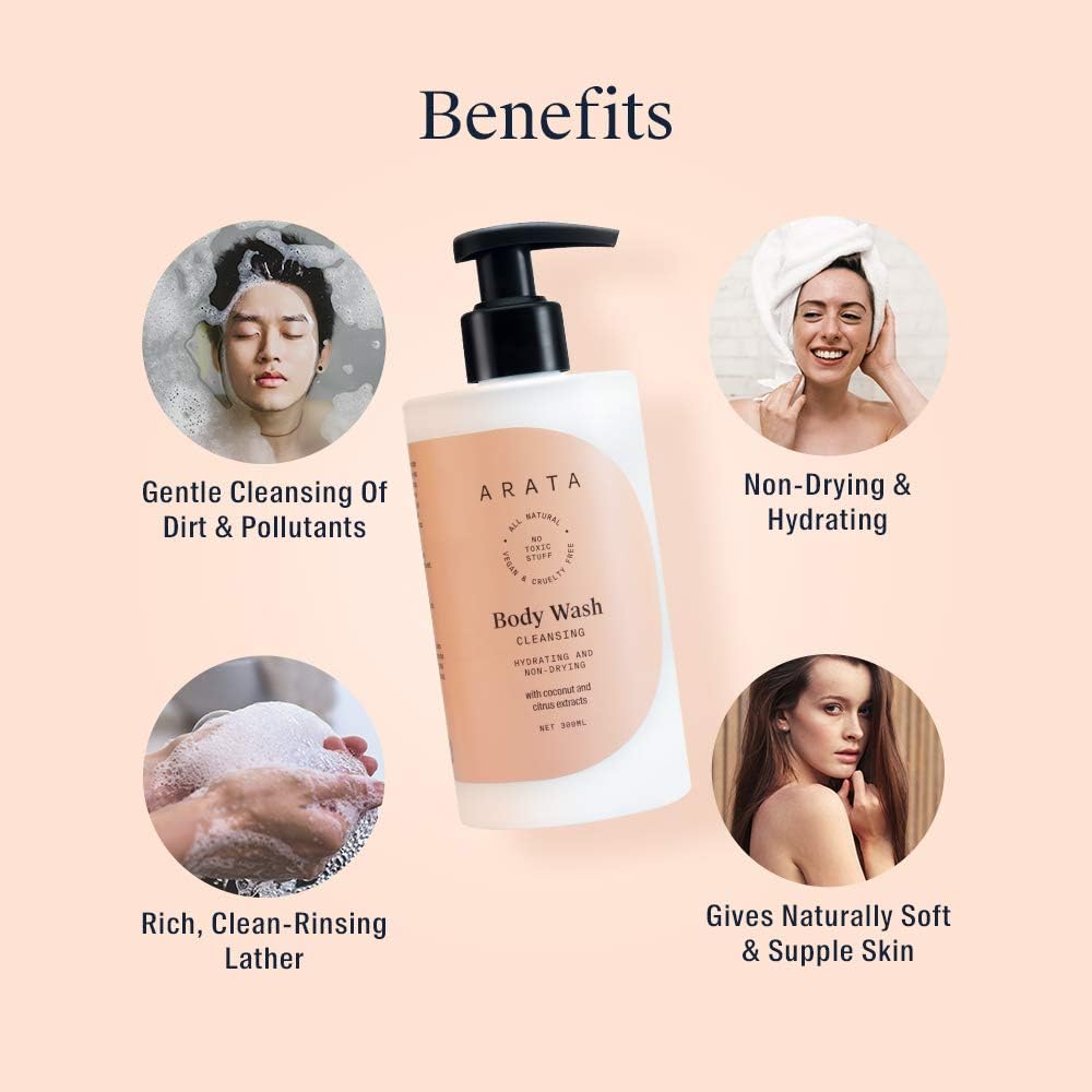 Arata Hydrating Body Wash with Coconut & Citrus Extracts - 300ml - Image 3