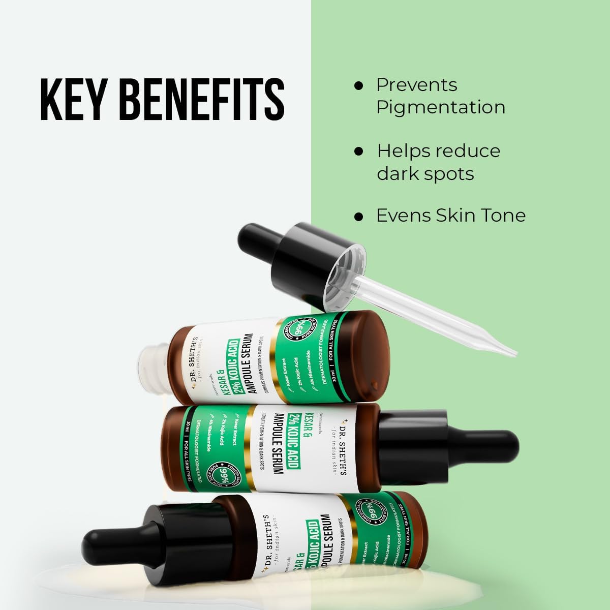 Dr. Sheth's Kesar & Kojic Acid Face Serum - Pigmentation Treatment, 30ml - Image 6