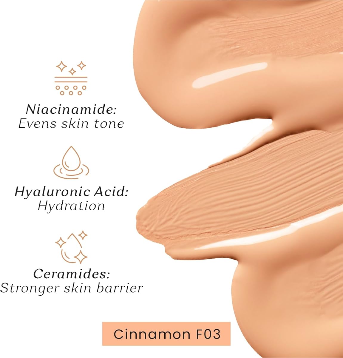 Color Cupid Truly Me Foundation with Hyaluronic Acid - Cinnamon F03, 30ml - Image 5