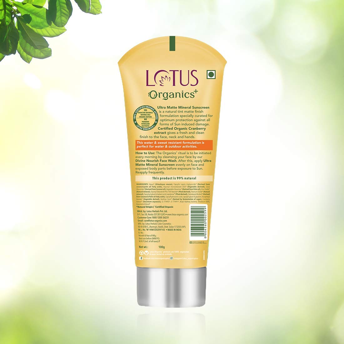 Lotus Organic Ultra Matte Mineral Sunscreen SPF 40 PA - 100g - Image 2