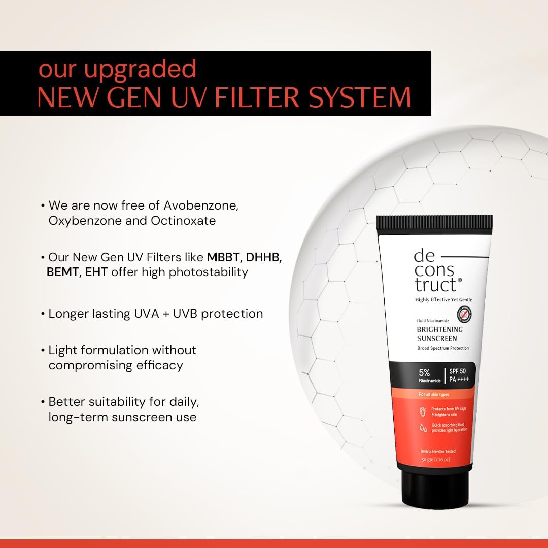 Deconstruct Fluid Brightening Sunscreen SPF 50+, No White Cast - 50g - Image 3