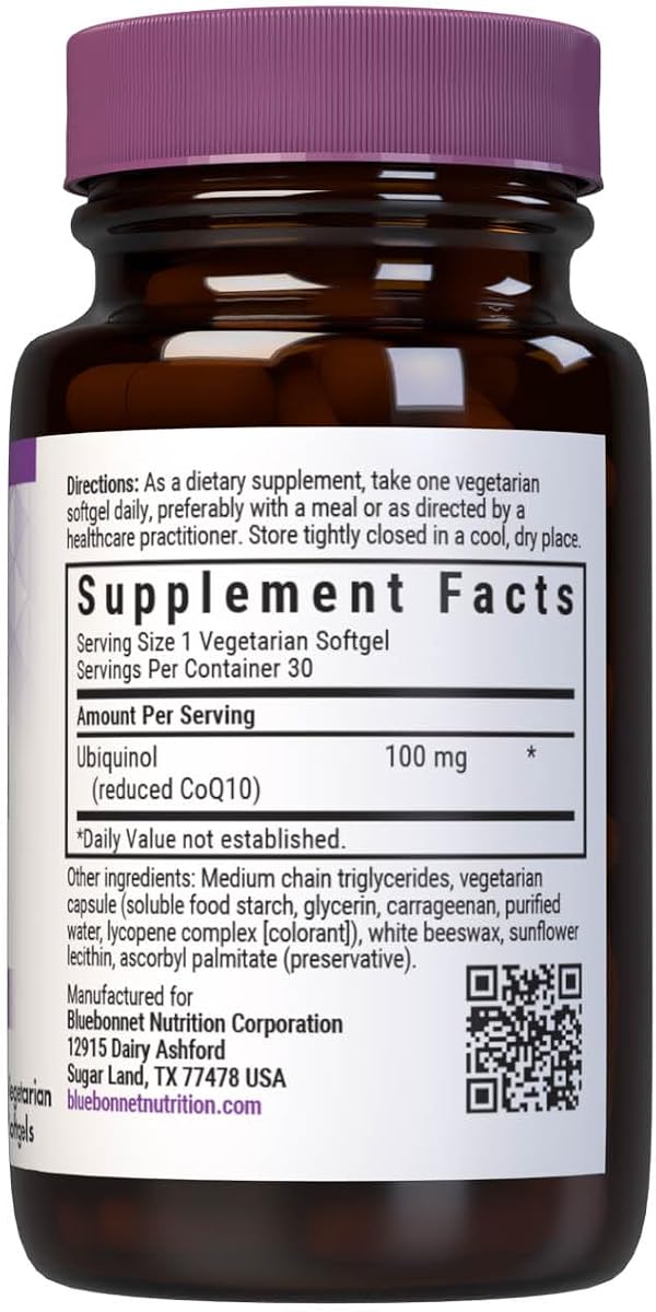 BlueBonnet Ubiquinol - Active CoQ10, 100mg, 30 Vegetarian Softgels - Image 2