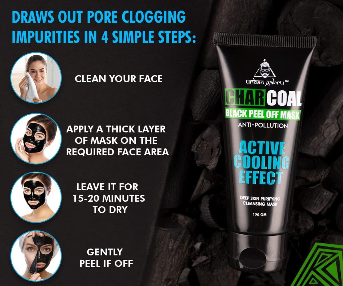 Urban Gabru Charcoal Peel Off Mask - Activated Charcoal, 60 gm - Image 4