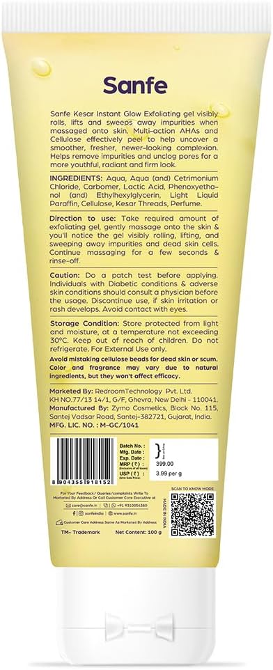 Sanfe Kesar Instant Glow Exfoliating Gel Mask, 100g - Image 3