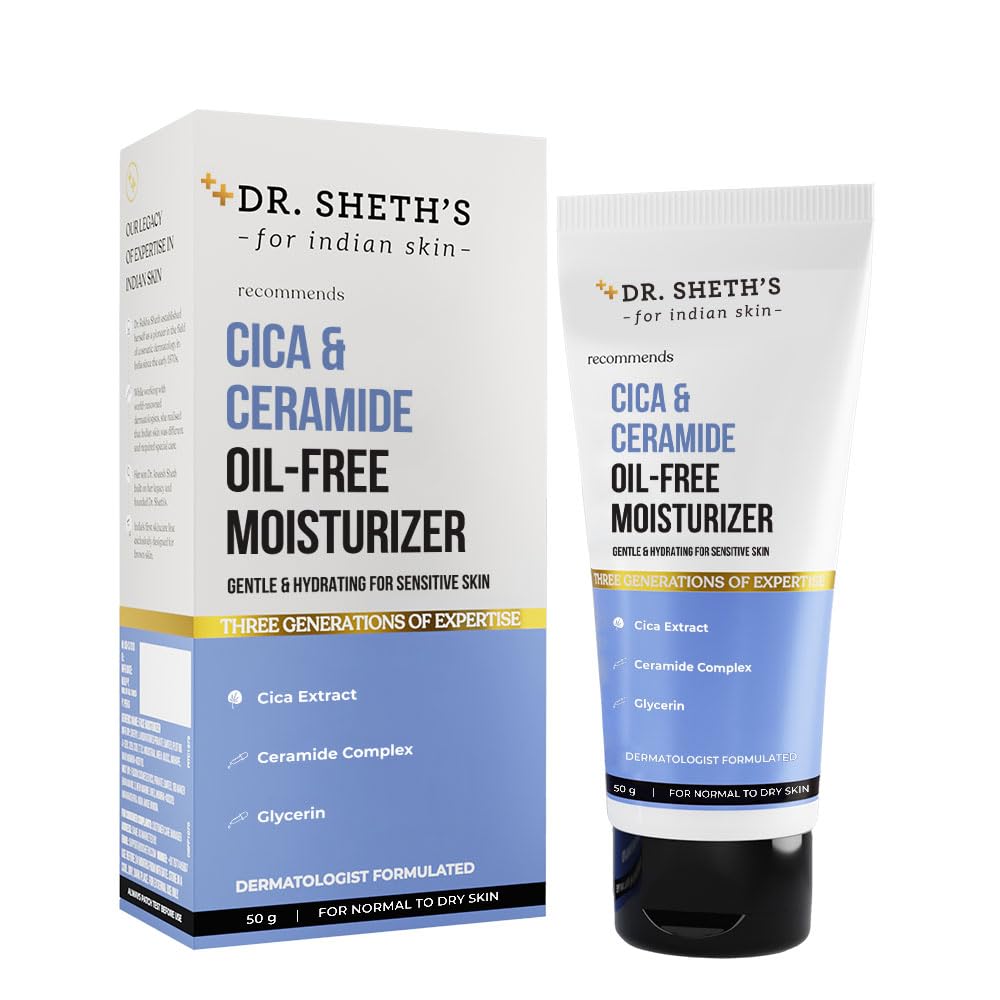 Dr. Sheth's Cica & Ceramide Oil-Free Face Moisturiser - 50g