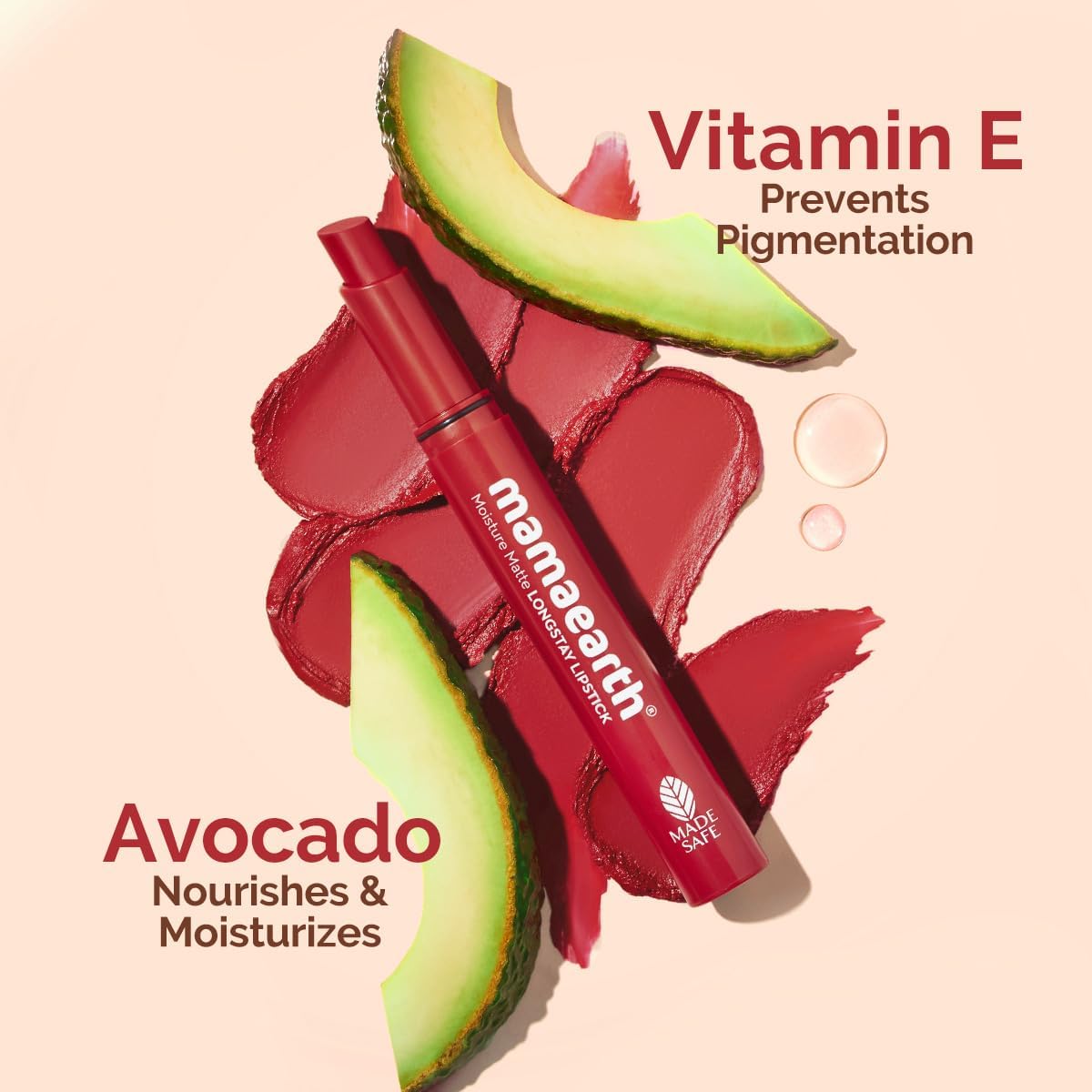 Mamaearth Moisture Matte Lipstick - Raspberry Scarlet, Avocado Oil & Vitamin E, 2g - Image 4