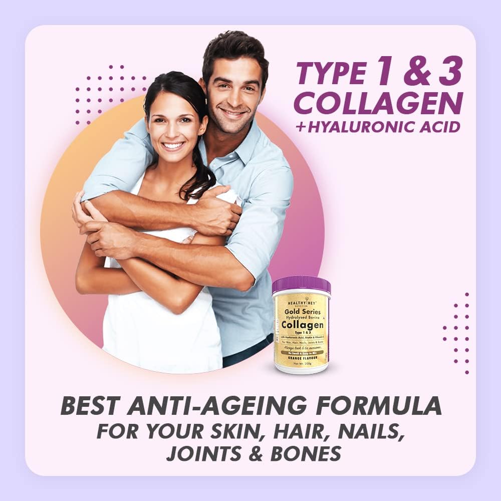 HealthyHey Nutrition Gold Series Hydrolysed Bovine Collagen Type 1 & 3, 200g - Orange - Image 4