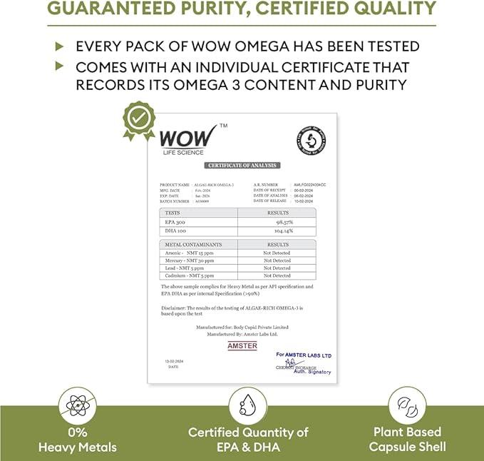 Wow Life Science Algae Omega Capsules - Vitamins & Minerals, 60 Count - Image 6