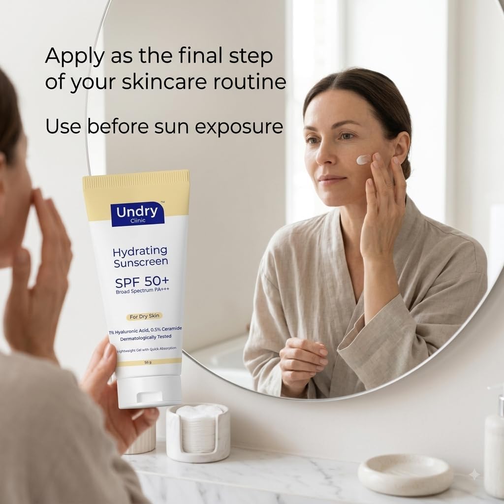 Undry Hydrating Gel Sunscreen SPF 50+ with Hyaluronic Acid & Ceramide - 50g - Image 6