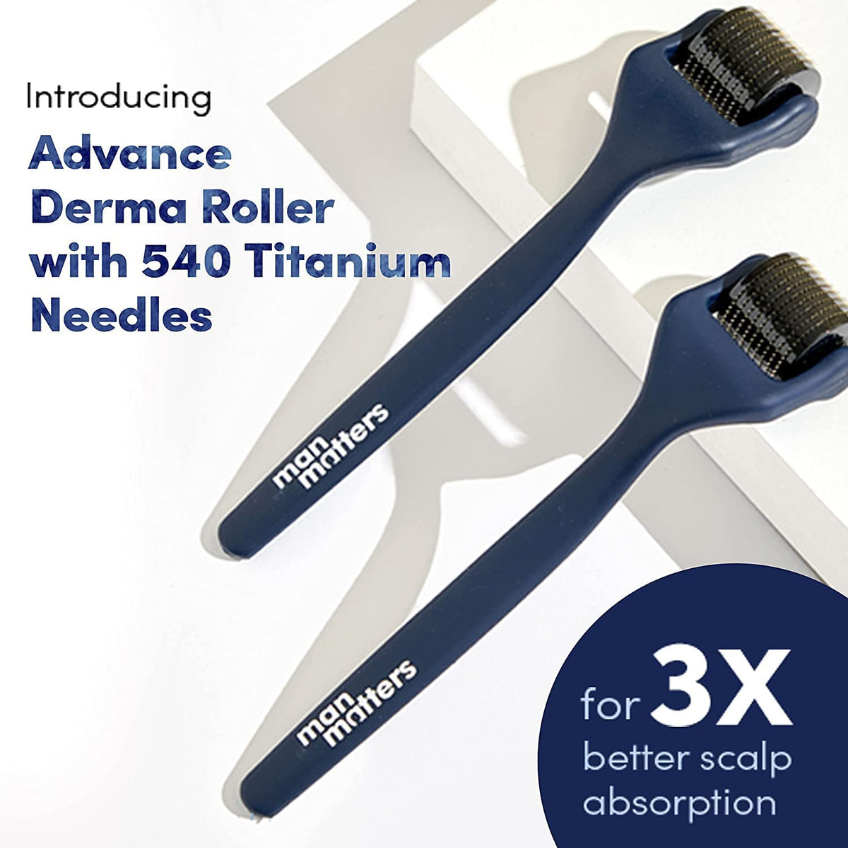 Man Matters Derma Roller with Disinfectant - 540 Micro 0.5mm Titanium Alloy Needles - Image 2