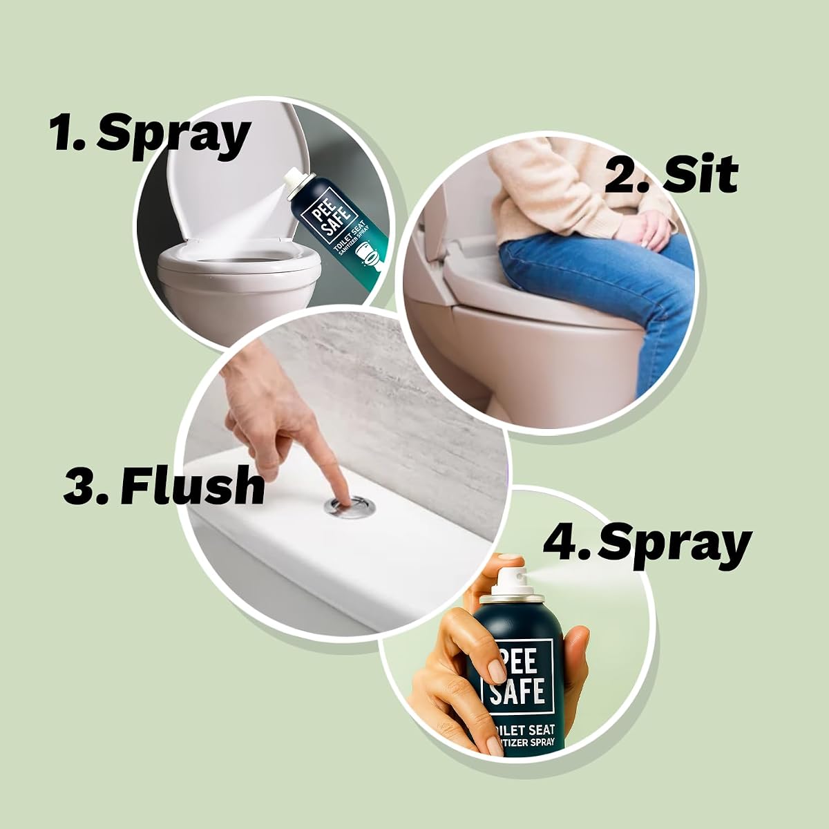 Pee Safe Toilet Seat Sanitizer Spray with Mint - 300ml - Image 5