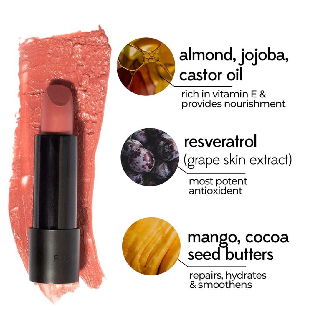 Ruby's Organics Cocoa Lipstick - Rich Colour, 3.7g - Image 4