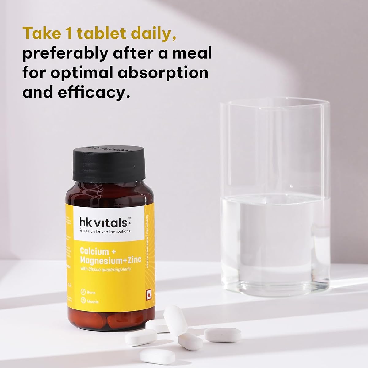 HK Vitals Calcium Magnesium & Zinc Tablets with Vitamin D3 - 90 Count - Image 4
