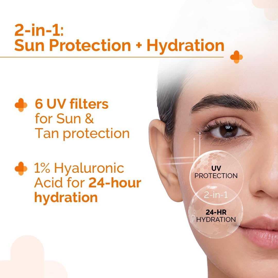 The Derma Co Sunscreen SPF 50 Aqua Gel - 1% Hyaluronic Acid, PA++++, 80g - Image 2