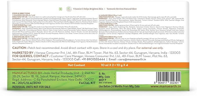 Mamaearth 6 Step Vitamin C Facial Kit with Turmeric - 60g - Image 7