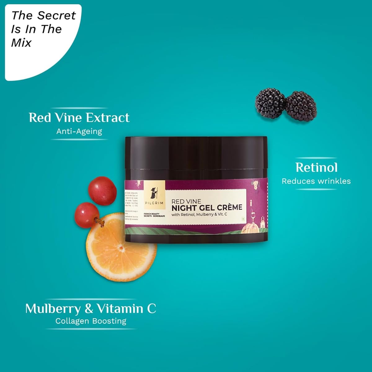 Pilgrim Retinol Night Cream with French Red Vine & Vitamin C - 50g - Image 4