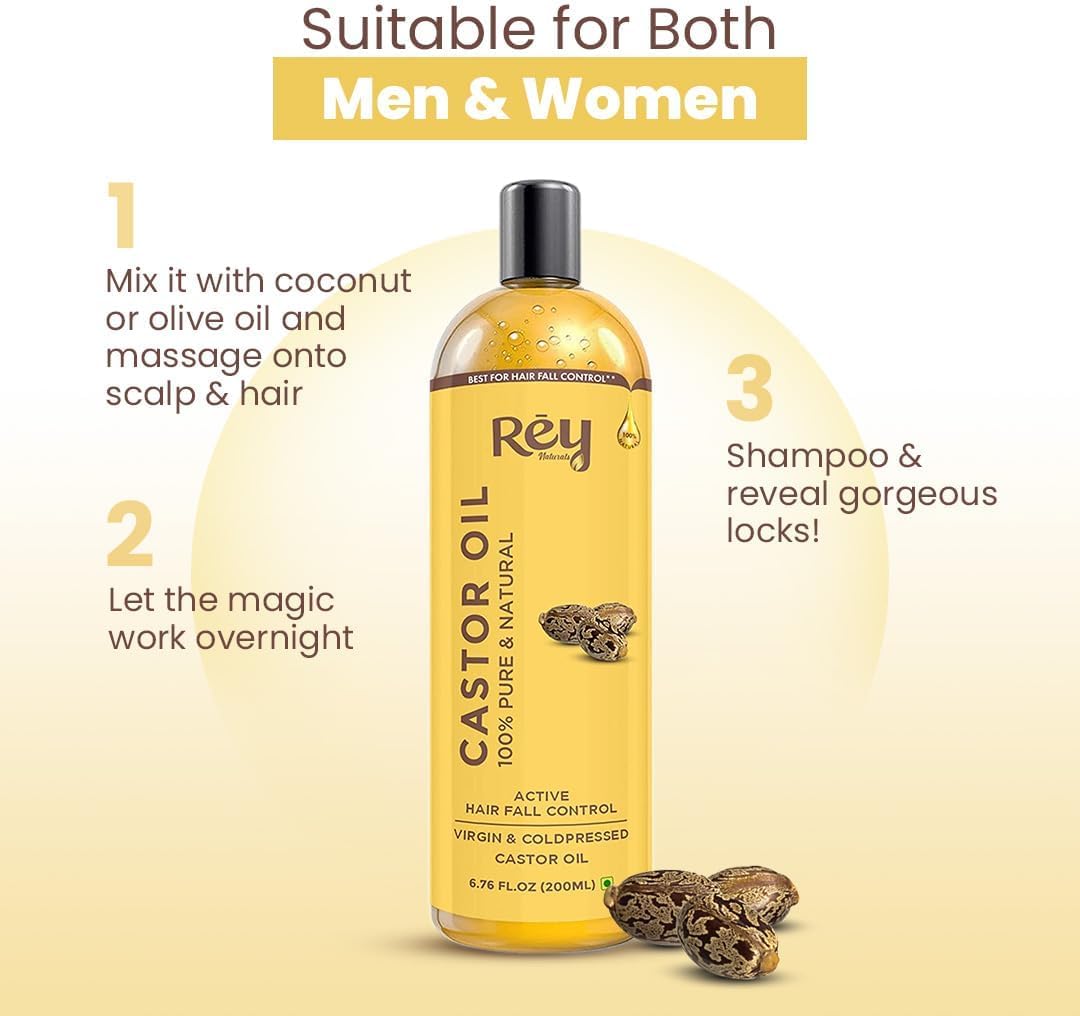 ReyNaturals Cold-Pressed Castor Oil - Hair Treatment & Moisturizer - 200ml - Image 5