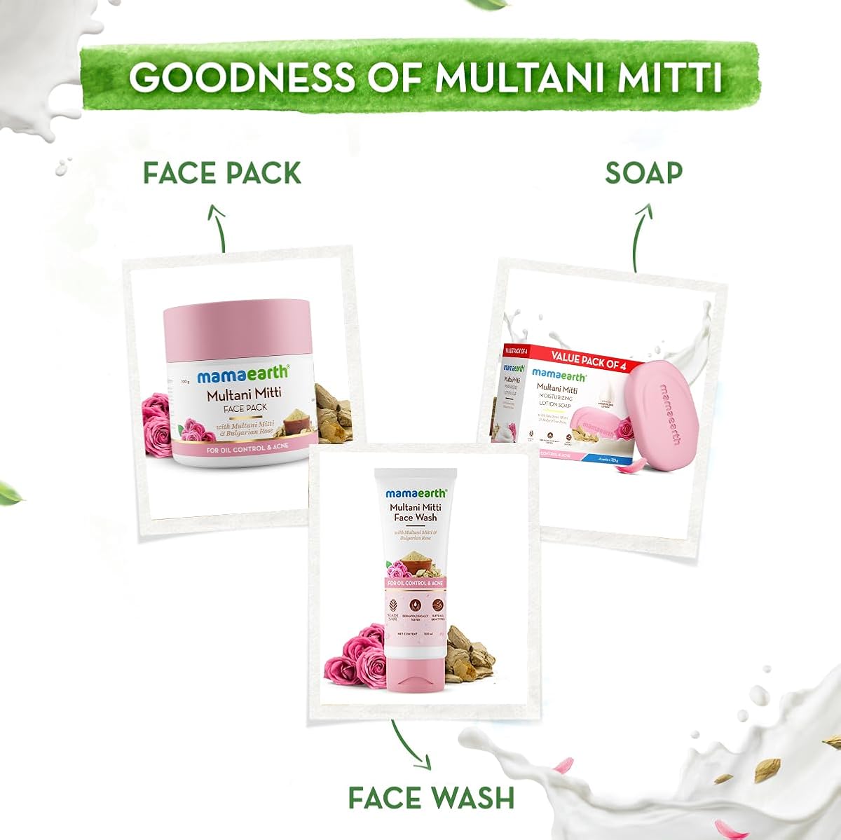 Mamaearth Multani Mitti & Rose Lotion Soap, Moisturizing, 125g Pack of 4 - Image 6