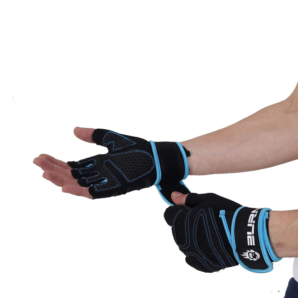 Burnlab Gym Gloves with Wrist Support, Blue, Large - Image 8