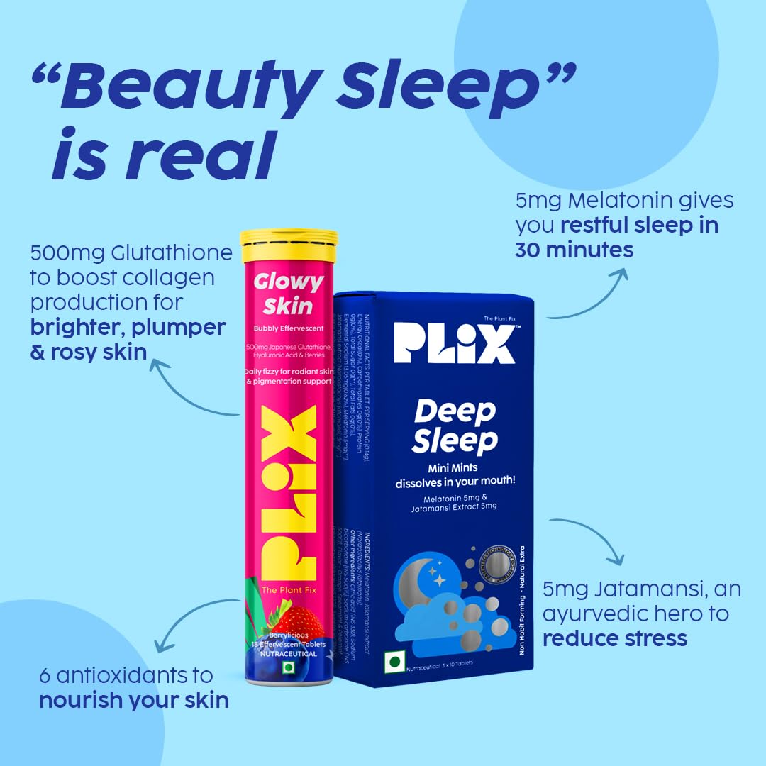 Plix Beauty Sleep Combo - 30 Mini Mints with Melatonin & 15 Glutathione Tablets - Image 2